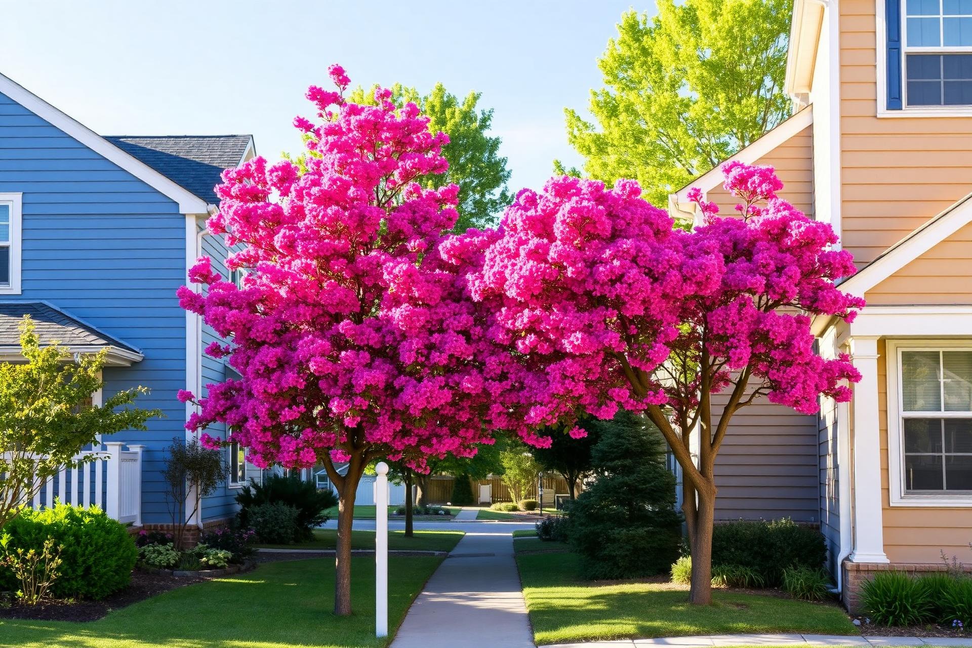 Sunny Hampton Roads neighborhood with blooming trees